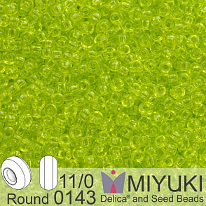 Korálky Miyuki Round 11/0. Barva 0143 Tr Chartreuse. Balení 5g