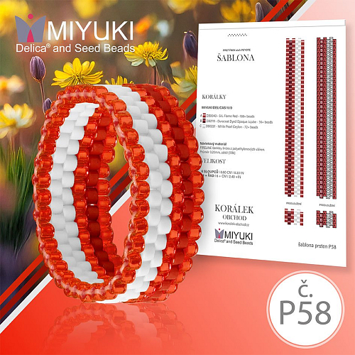 Rukodělná korálková stavebnice MIYUKI. Stavebnice prstenu COLOR Line no. P58