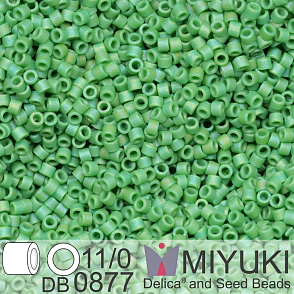 Korálky Miyuki Delica 11/0. Barva Matte Opaque Green AB DB0877. Balení 5g