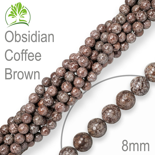 Korálky z minerálů Obsidian Coffee Brown. Velikost pr.8mm. Balení 10Ks.