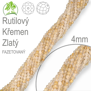 Korálky z minerálů Rutilový Křemen Zlatý Fazetovaný  přírodní polodrahokam. Velikost pr.4mm. Balení 90Ks.