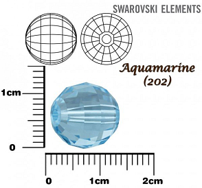 SWAROVSKI ELEMENTS Chessboard BEAD 5005 barva AQUAMARINE (202) velikost 12mm.