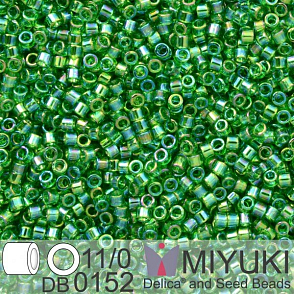 Korálky Miyuki Delica 11/0. Barva Tr Green AB DB0152. Balení 5g.