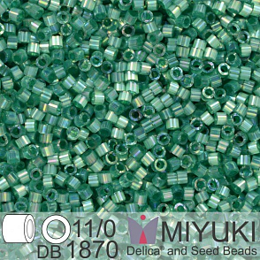 Korálky Miyuki Delica 11/0. Barva Silk Inside Dyed Emerald AB  DB1870. Balení 5g.