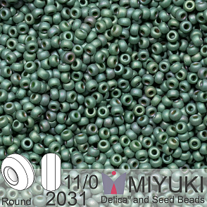 Korálky Miyuki Round 11/0. Barva 2031 Matte Metallic Sage Green Luster. Balení 5g.