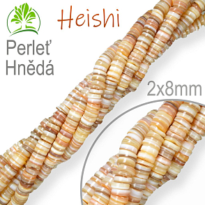 Korálky Heishi RONDELKA  přírodní Perleť Hnědá. Velikost pr.2x8mm. Balení cca.80Ks (18cm).