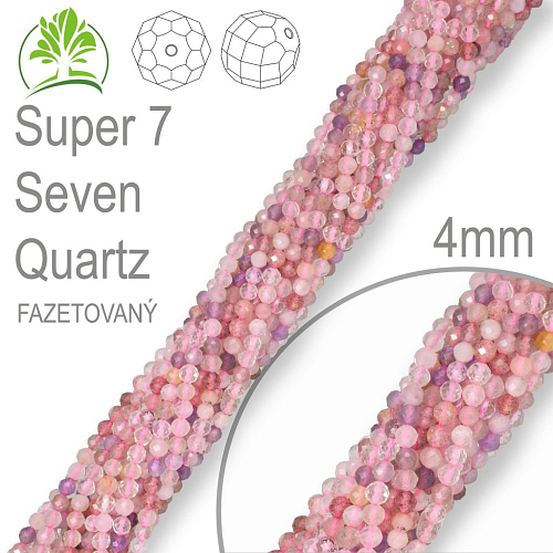 Korálky z minerálů Super 7 Seven Quartz Fazetovaný  přírodní polodrahokam. Velikost pr.4mm. Balení 90Ks.