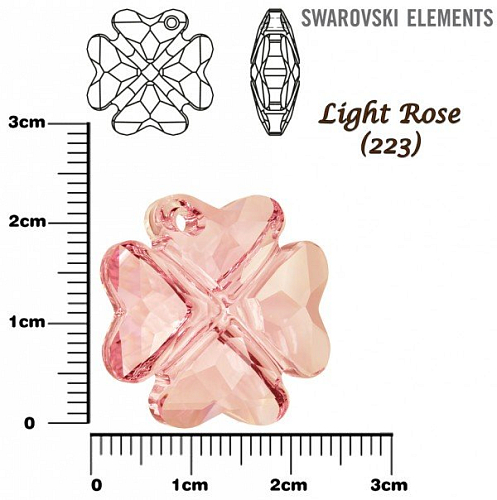 SWAROVSKI 6764 CLOVER Pendant barva LIGHT ROSE velikost 23mm.