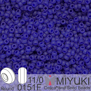 Korálky Miyuki Round 11/0. Barva 0151F Matte Transparent Cobalt. Balení 5g.