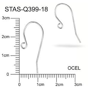 Afroháček s očkem  OCEL ozn.-STAS-Q399 18. Velikost 27x12mm. Síla drátu 0,7mm. Velikost očka vn. průměr 2,0mm