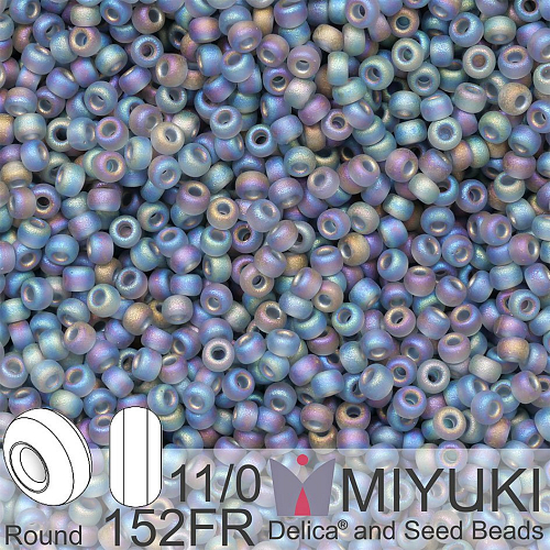 Korálky Miyuki Round 11/0. Barva 0152FR Matte Transparent Gray AB. Balení 5g.