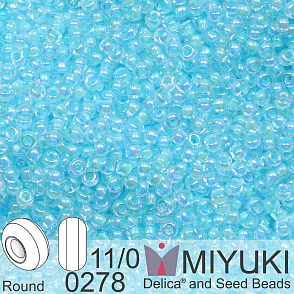 Korálky Miyuki Round 11/0. Barva 0278 Aqua Lined Crystal AB. Balení 5g.