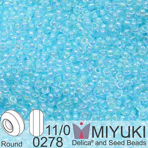 Korálky Miyuki Round 11/0. Barva 0278 Aqua Lined Crystal AB. Balení 5g.