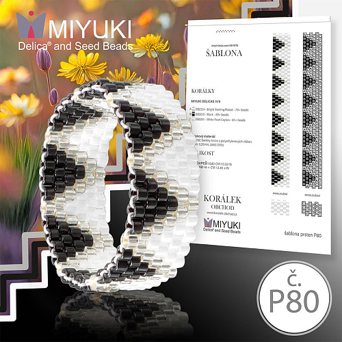 Rukodělná korálková stavebnice MIYUKI. Stavebnice prstenu COLOR Line no. P80